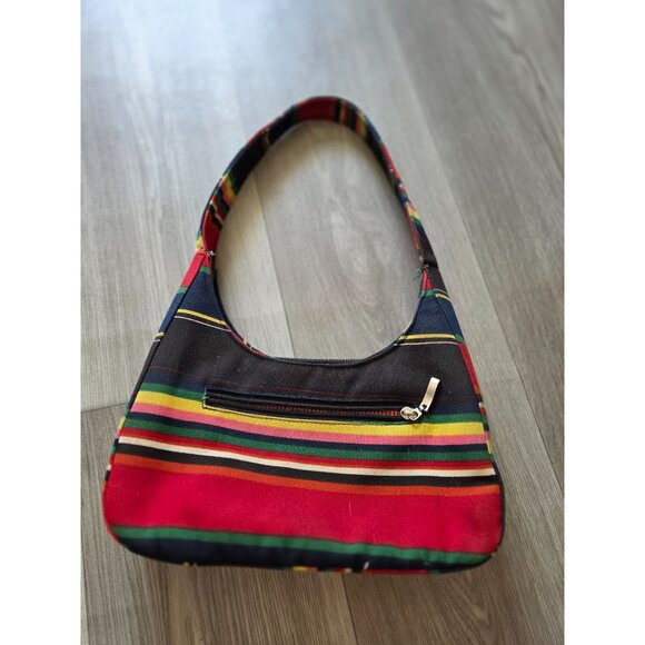 Kate Spade New York Striped Canvas Shoulder Bag With Zipper Closure - Picture 5 of 6